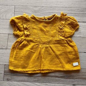 7 For All Mankind Girls' Mustard Yellow Ruffle Sleeve Top